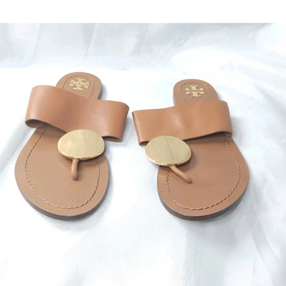 Tory Burch Patos Disk Leather Sandals Women's Shoes Size 7 M Brown - Picture 4 of 7